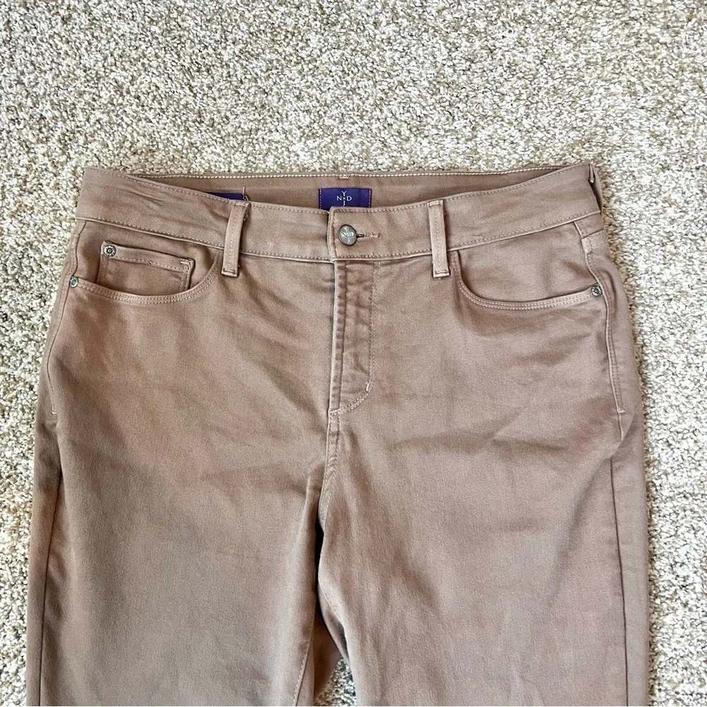 NYDJ Sheri Slim Jeans 12P Petite Taupe Brown Stretch Denim Mid Rise Straight - Picture 5 of 15